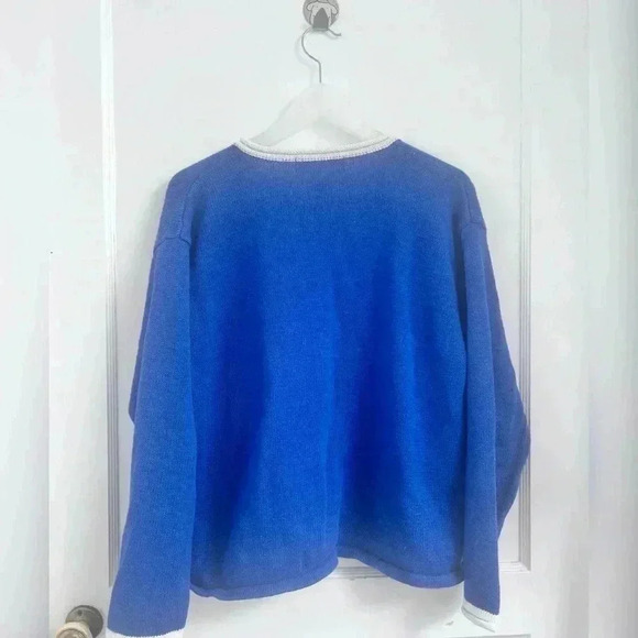 Tiara International Christmas Blue Snowmen Holiday Art to Wear Sweater Size XL - Picture 3 of 3